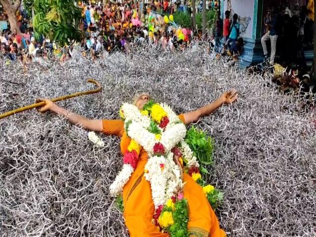 முள்படுக்கையில் அருள் வாக்கு..!! பெண் சாமியாரின் பகீர் செயல்..!! அலைமோதும் பக்தர்கள்..!!