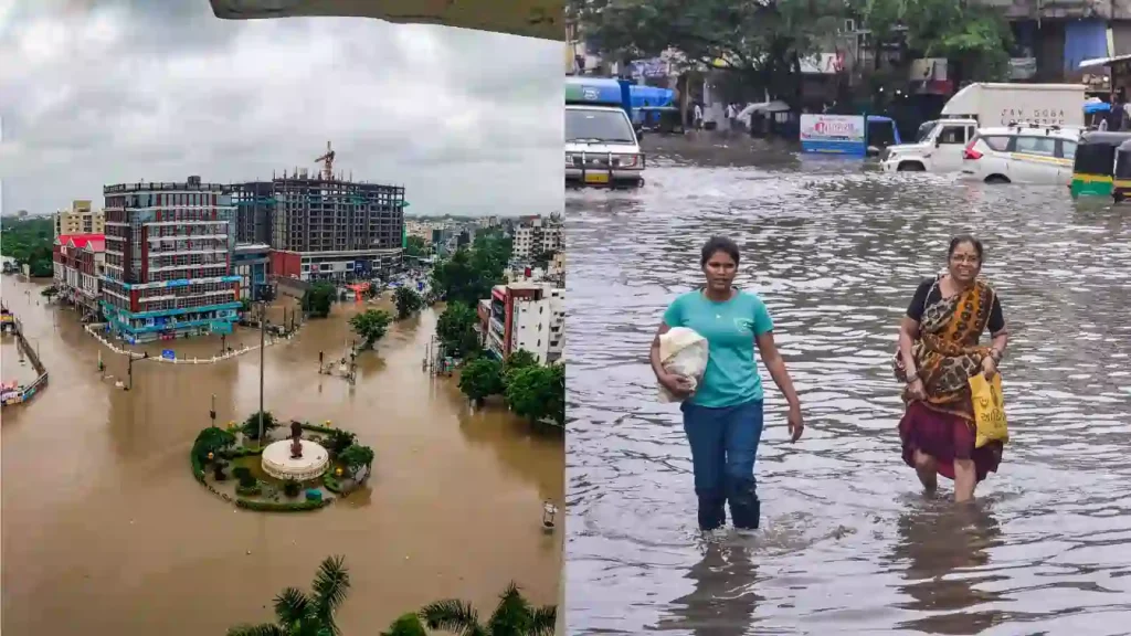 ஆந்திராவை புரட்டிப்போட்ட வெள்ளம்.. பாதிக்கப்பட்ட இரயில் சேவை..!! இதுவரை 10 பேர் பலி