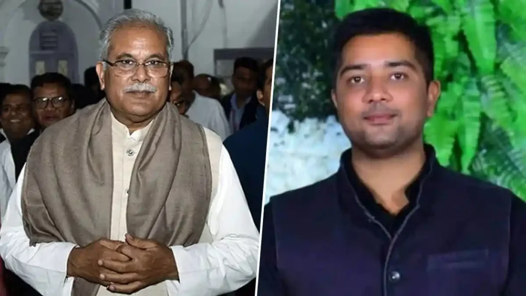 ed raids bhupesh baghel residence liquor scam chaitanya baghel arrested aide 1752824044459 16 9