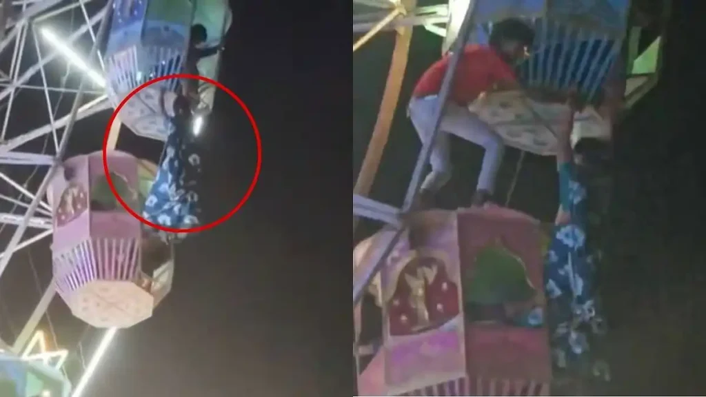 Giant Wheel viral video கெட்ட கனவாக மாறிய சாகச ரைடு.. 30 அடி உயரத்தில் தொங்கிய பெண்.. துணிச்சலுடன் காப்பாற்றிய நபர்.. வைரல் வீடியோ..