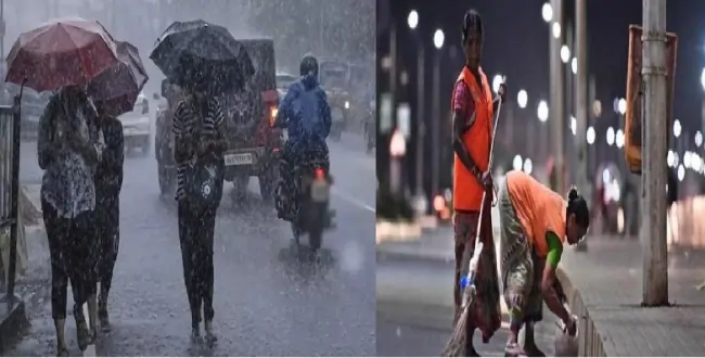 rain sanitation worker