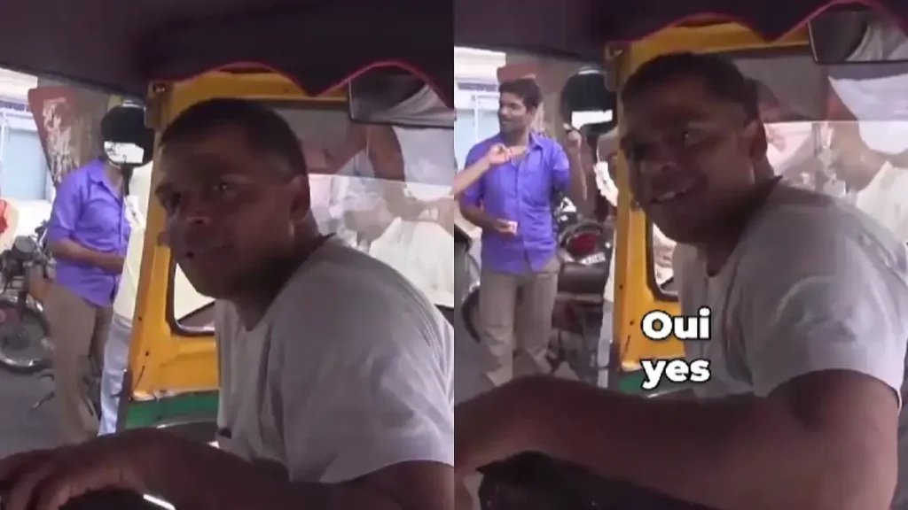 viral video auto driver வெளிநாட்டு பயணியிடம் சரளமாக பிரெஞ்சு மொழியில் பேசிய இந்திய ஆட்டோ ஓட்டுநர்; வியந்து பாராட்டிய நெட்டிசன்கள் ! Viral video!