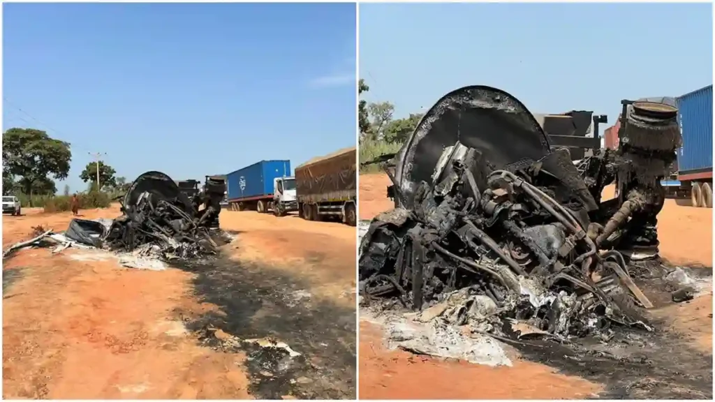 Accident 2025 2 கசிந்த பெட்ரோலை சேகரிக்க சென்ற மக்கள் கூட்டம்..!! திடீரென வெடித்து சிதறிய டேங்கர் லாரி..!! 42 பேர் உடல் கருகி பலி..!!
