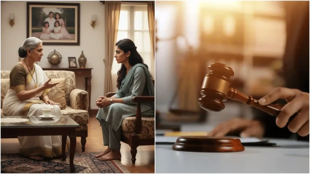 Court 2025 மகன் குடும்பத்தை வீட்டை விட்டு துரத்திய தாய்..!! மாமியார் வீட்டில் வசிக்க மருமகளுக்கு உரிமை உண்டு..!! கோர்ட் அதிரடி தீர்ப்பு..!!
