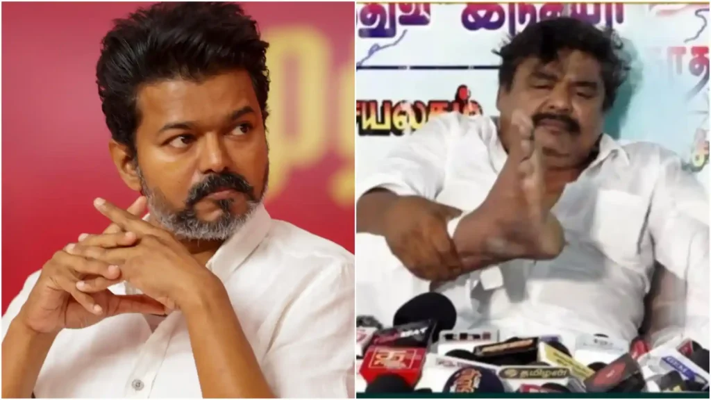 “நானே இறங்கி வேலை செய்வேன்.. விஜய்யால் ஒரு ஆணியும் புடுங்க முடியாது”..!! காலை தூக்கி காட்டி விமர்சித்த மன்சூர் அலிகான்..!!