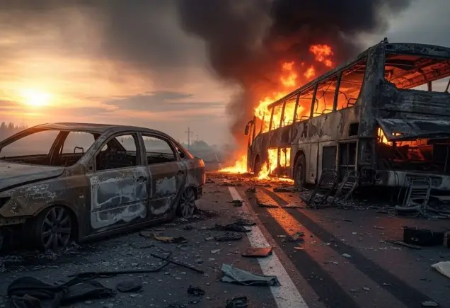 6 பேர் உடல் கருகி பலி.. தனியார் பேருந்து மீது கார் மோதி கோர விபத்து.. தீப்பிடித்து எரிந்ததால் பரபரப்பு..!!