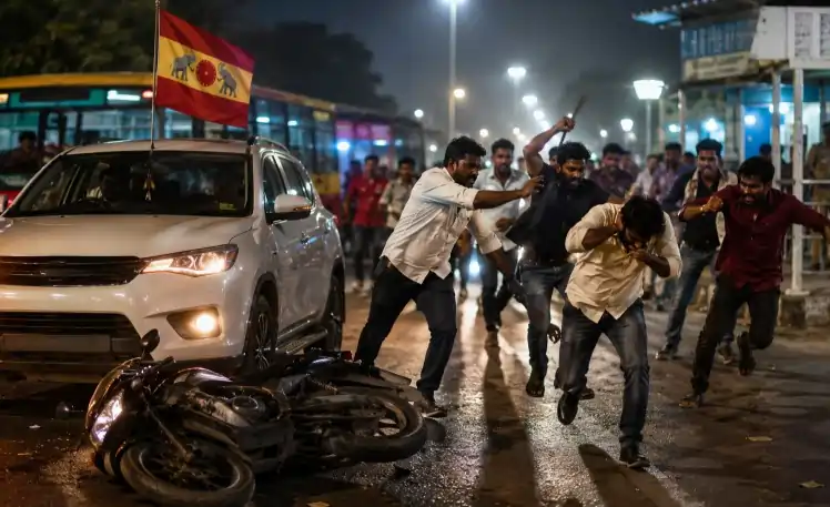 அச்சுறுத்தும் வகையில் காரில் வந்த தவெக பாய்ஸ்.. தட்டிக் கேட்ட நபரை ஓட ஓட விரட்டி அடித்து அட்டூழியம்..! பகீர் வீடியோ..