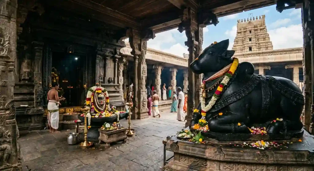 சிவன் கோயிலில் நந்தி சிலை இருப்பது ஏன்? 4 கால்களையும் மடக்கி அமர்ந்திருப்பதன் அர்த்தம் என்ன?